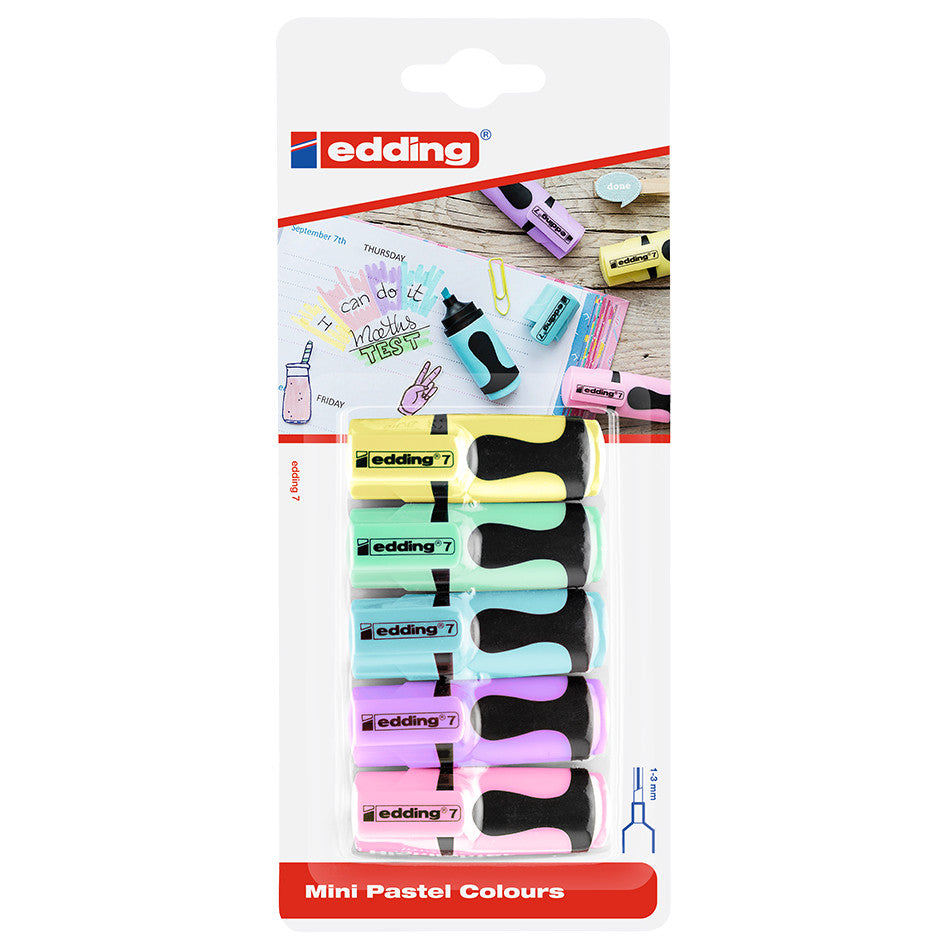 edding 7 Mini Highlighter Pastel Assorted Set of 5 by edding at Cult Pens