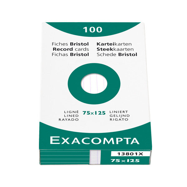 Exacompta White 5 x 3 (125 x 75) Record Cards Pack of 100 by Exacompta at Cult Pens