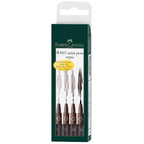 Faber-Castell Pitt Artist Pen Wallet of 4 Set 1 by Faber-Castell at Cult Pens