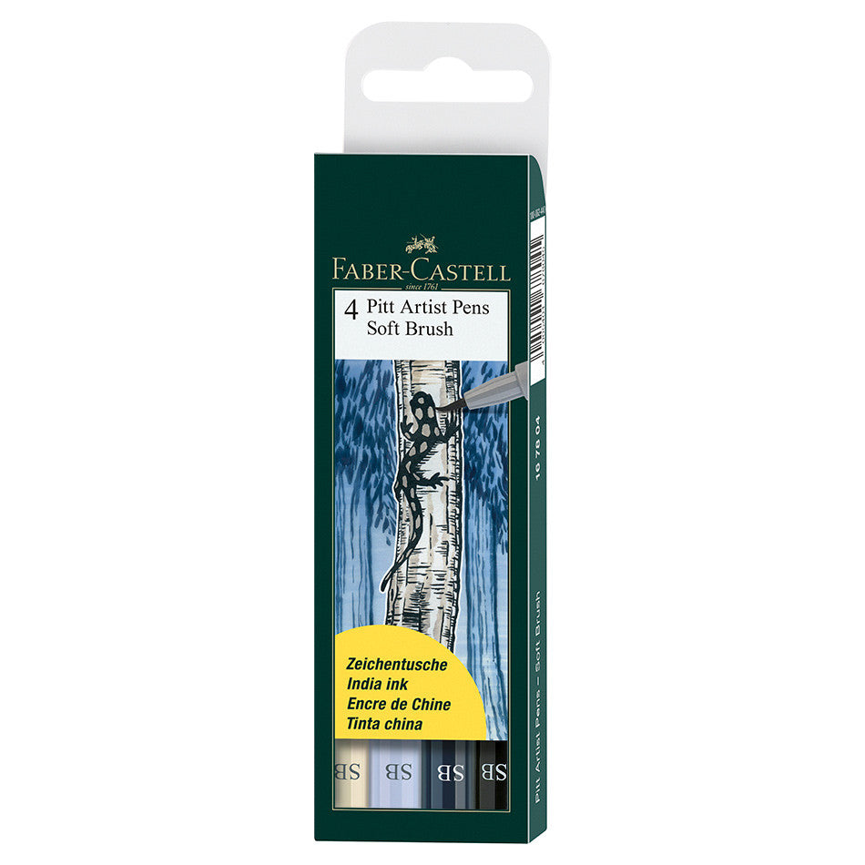 Faber-Castell Pitt Artist Pen Soft Brush Shades of Grey Set of 4 by Faber-Castell at Cult Pens