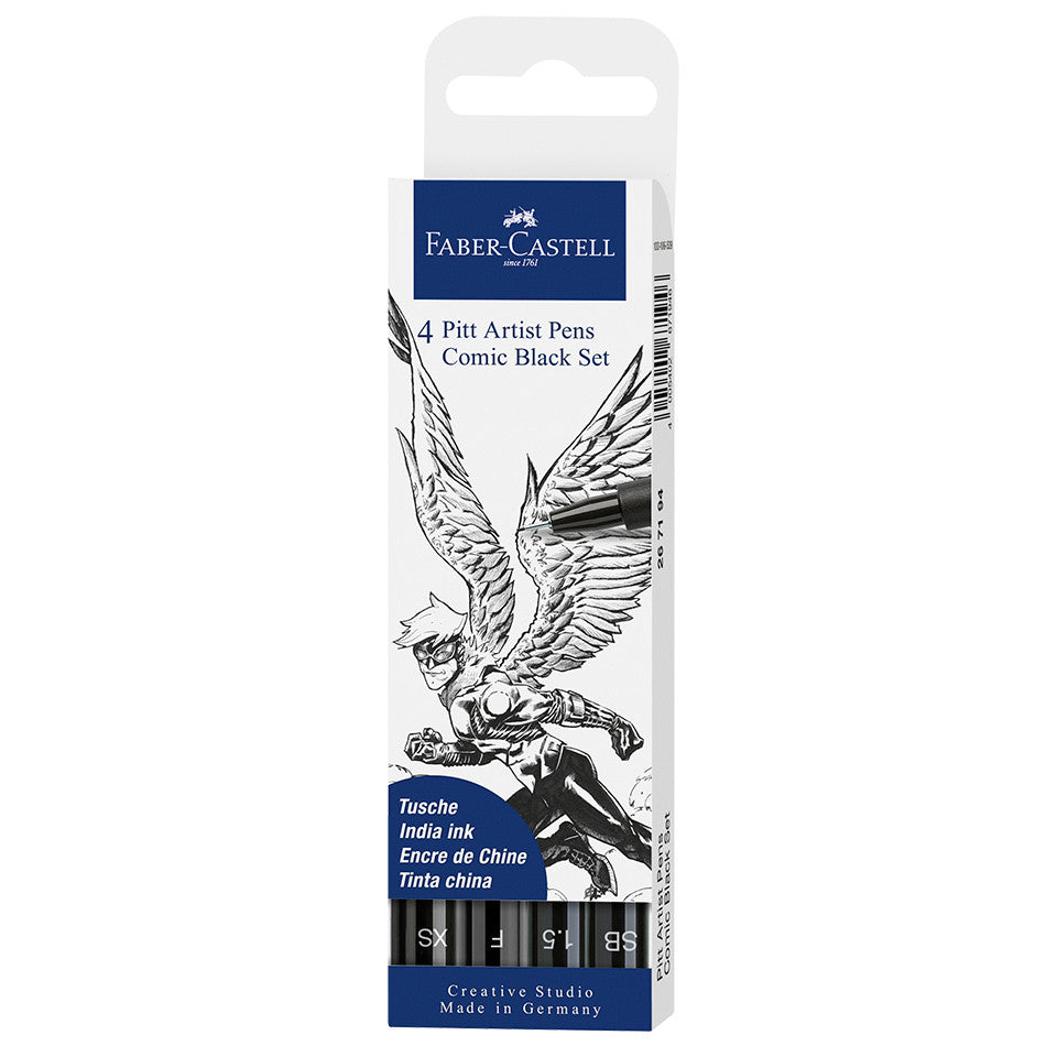 Faber-Castell Pitt Artist Pen Comic Illustration Set of 4 by Faber-Castell at Cult Pens