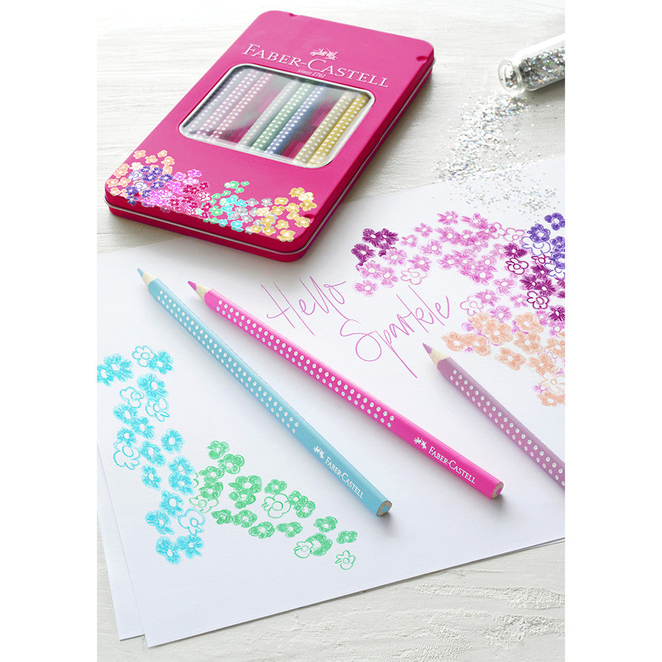 Faber-Castell Grip Sparkle Pencil Tin of 12 by Faber-Castell at Cult Pens