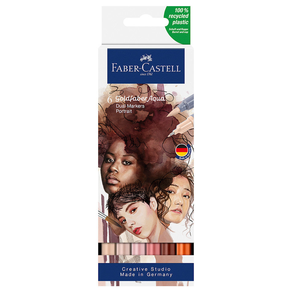 Faber-Castell Goldfaber Aqua Dual Marker Wallet of 6 Portrait by Faber-Castell at Cult Pens