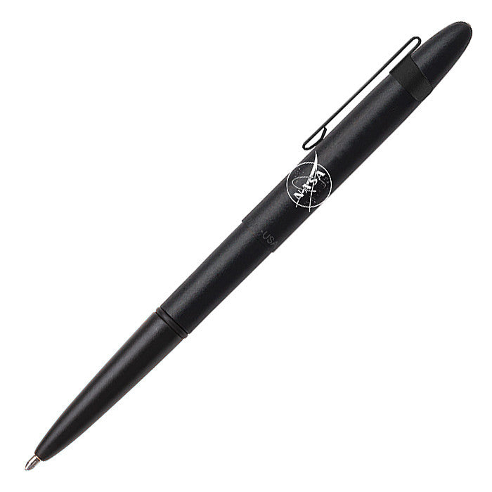 Fisher Space Pen Bullet Ballpoint Pen with Clip Matte Black with NASA Meatball Logo by Fisher Space Pen at Cult Pens