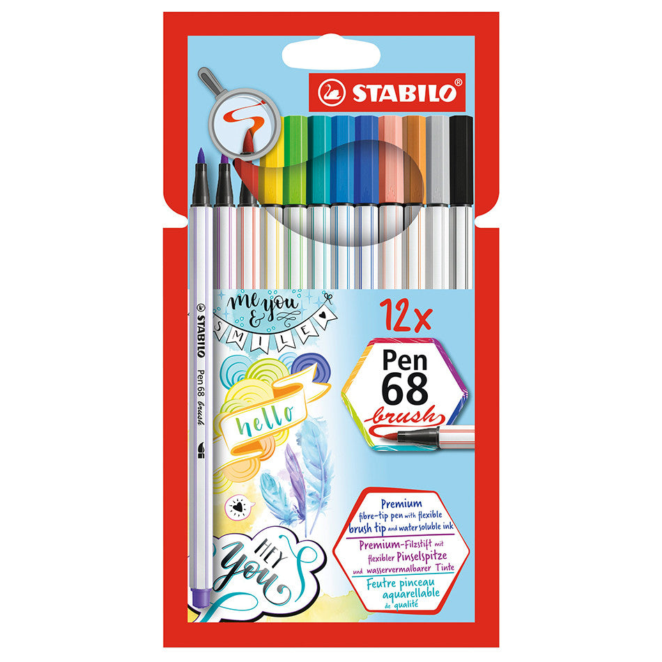 STABILO Pen 68 Brush Set of 12 Assorted by STABILO at Cult Pens