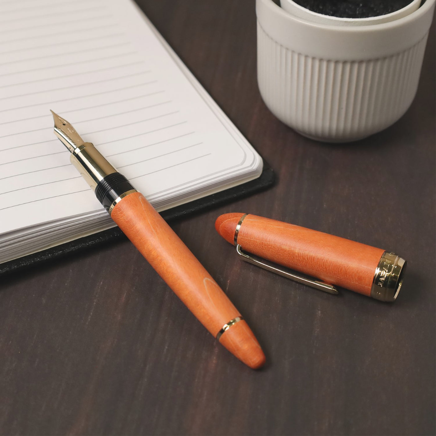 Sailor 1911 Large Fountain Pen Hard Maple Limited Edition Vermilion Medium Fine