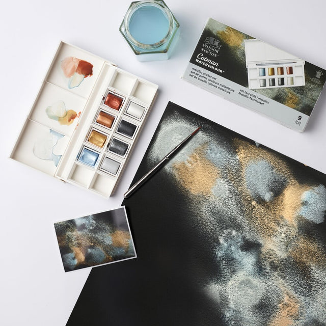Winsor & Newton Cotman Watercolour Metallic Pocket Set of 8 Half Pans