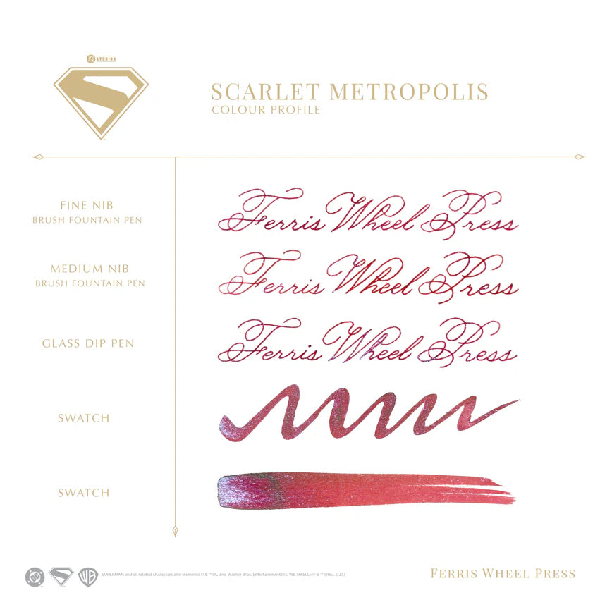 Ferris Wheel Press Superman Fountain Pen Ink 28ml Scarlet Metropolis