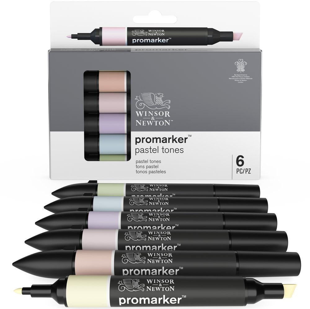 Winsor & Newton Promarker Brush Set of 6 Pastel Tones