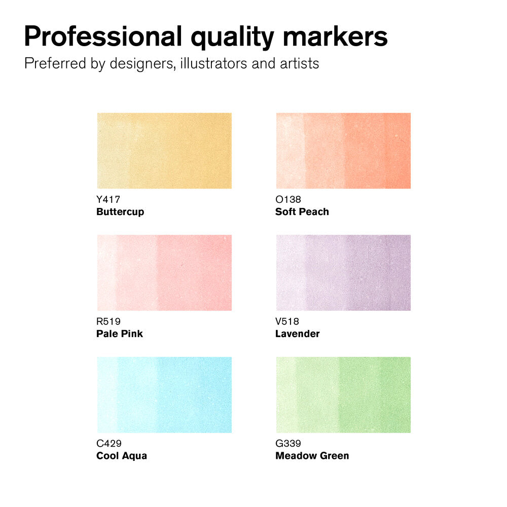 Winsor & Newton Promarker Brush Set of 6 Pastel Tones
