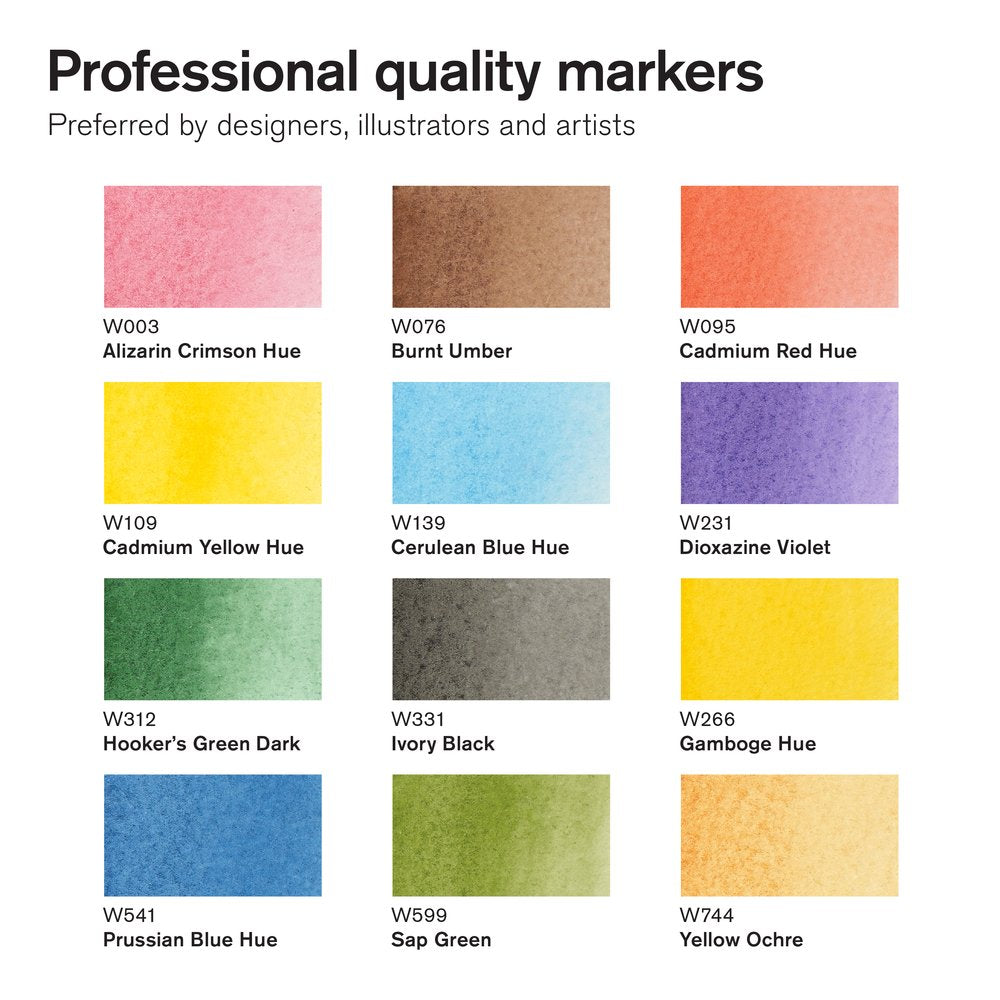 Winsor & Newton Watercolour Marker Set of 12 Basic
