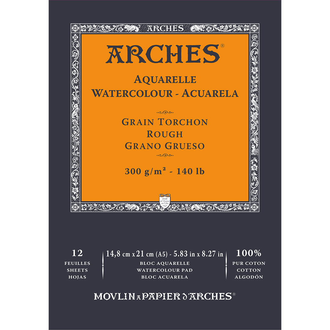 Arches Watercolour Rough Pad 14.8 x 21 Natural White