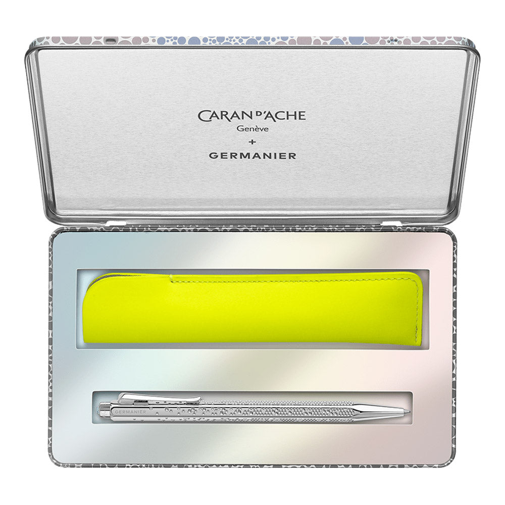 Caran d'Ache Limited Edition Germanier Ecridor Ballpoint Pen and Leather Case Set Neon Yellow