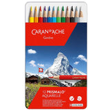 Caran d'Ache Prismalo Colouring Pencils Tin of 12 by Caran d'Ache at Cult Pens