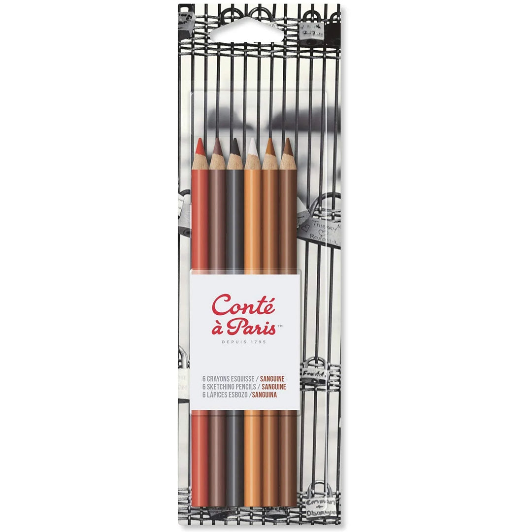 Conté à Paris Sketching Pencil Set of 6 Sanguine