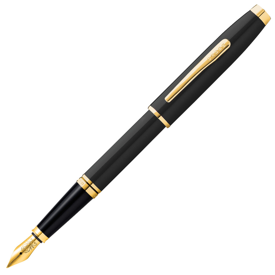 Cross Coventry Fountain Pen Black Lacquer with Gold Trim Fine Nib