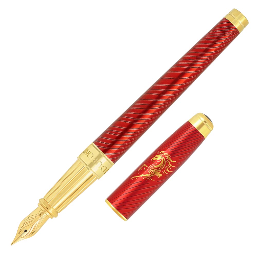 S.T.Dupont Line D Eternity Fountain Pen Year of the Horse Red and Yellow Gold