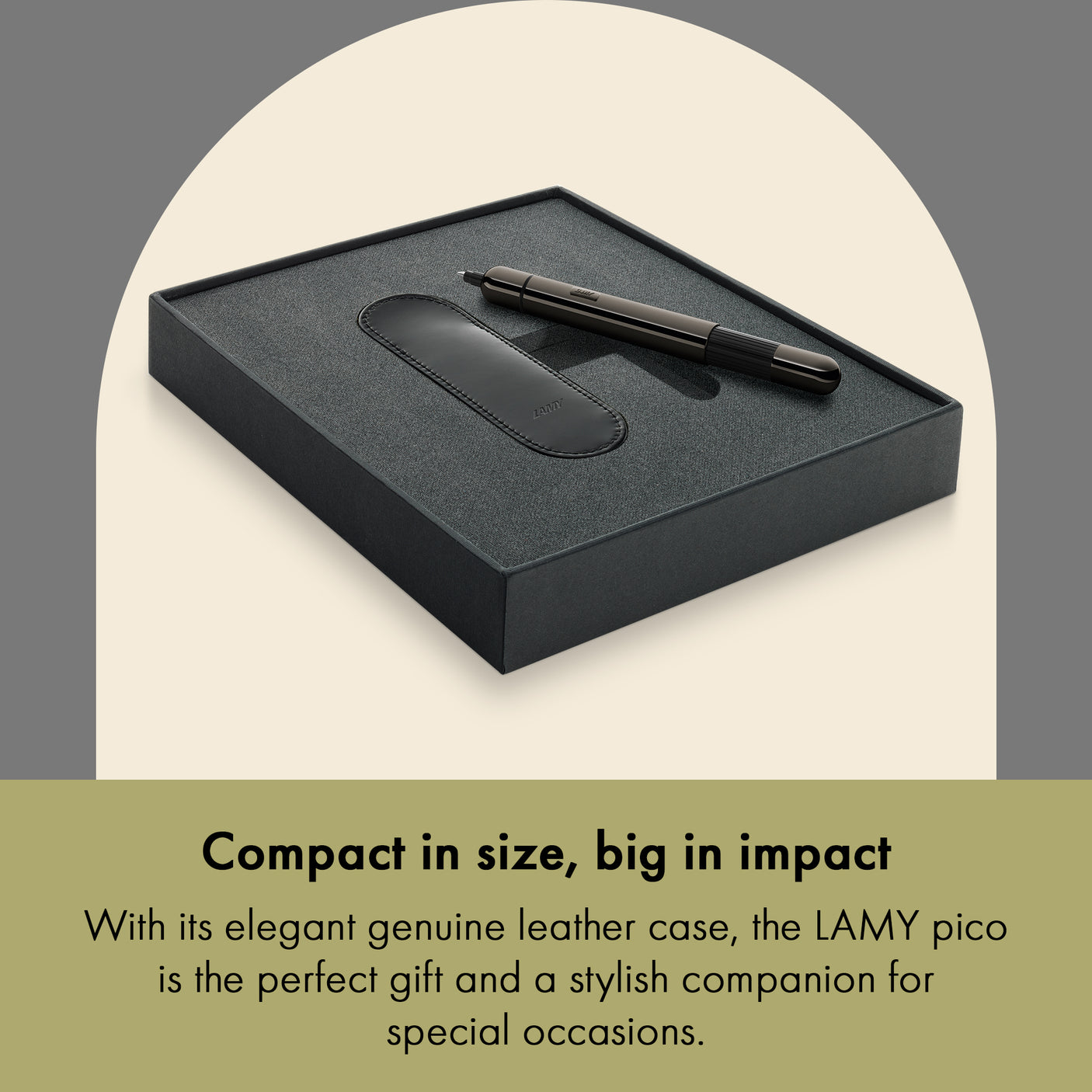 LAMY 281 pico Lx Ruthenium Ballpoint Pen and Leather Pouch set