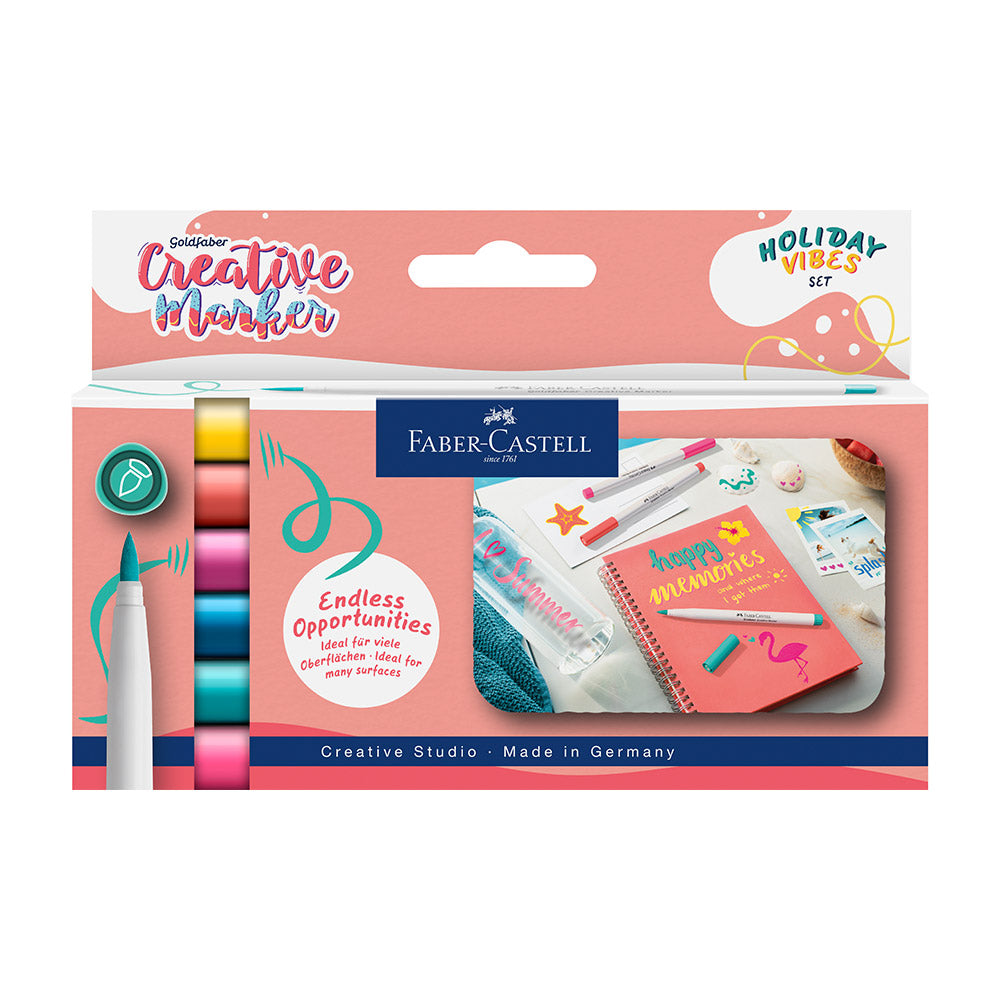 Faber-Castell Creative Marker Brush Tip Set of 6 Holiday Vibes
