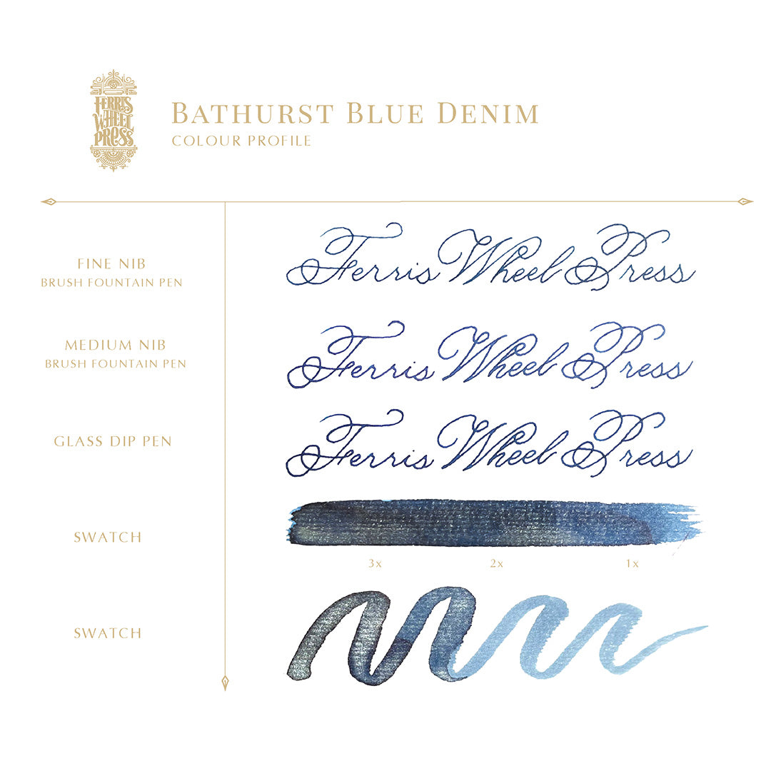 Ferris Wheel Press Fountain Pen Ink 38ml Bathurst Blue Denim