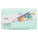 HIMI Jelly Cup Gouache Set of 18 Colours + 3 Brushes Green Case