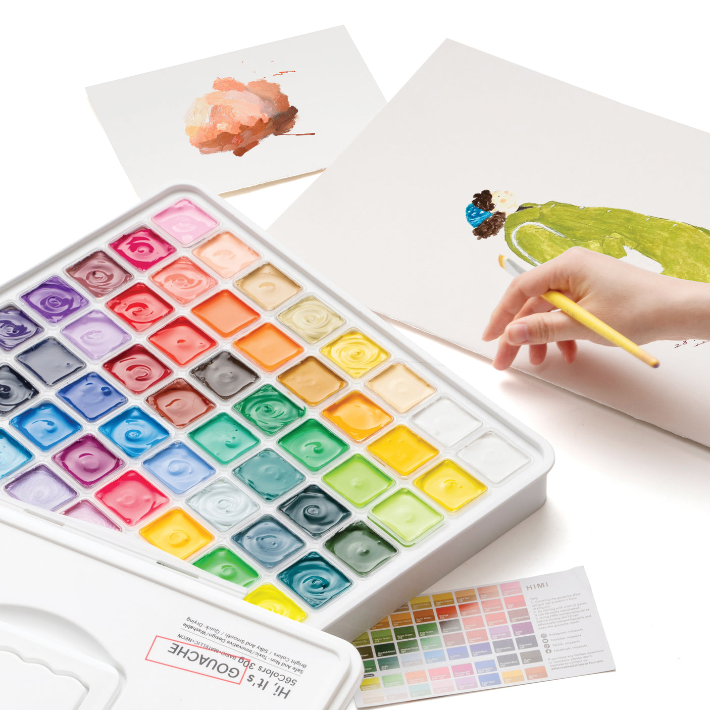 HIMI Jelly Cup Gouache Set of 56 Colours White Case