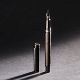 Tom Hessin Revolution Fountain Pen Charcoal Black Wood Barrel with Gunmetal Trim