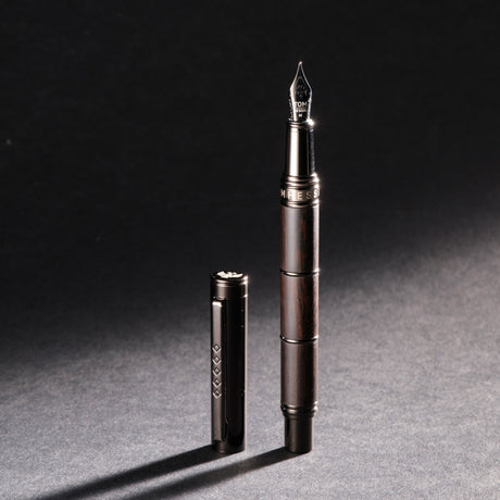 Tom Hessin Revolution Fountain Pen Charcoal Black Wood Barrel with Gunmetal Trim