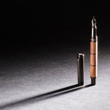 Tom Hessin Revolution Fountain Pen Rustic Wood Barrel with Gunmetal Trim