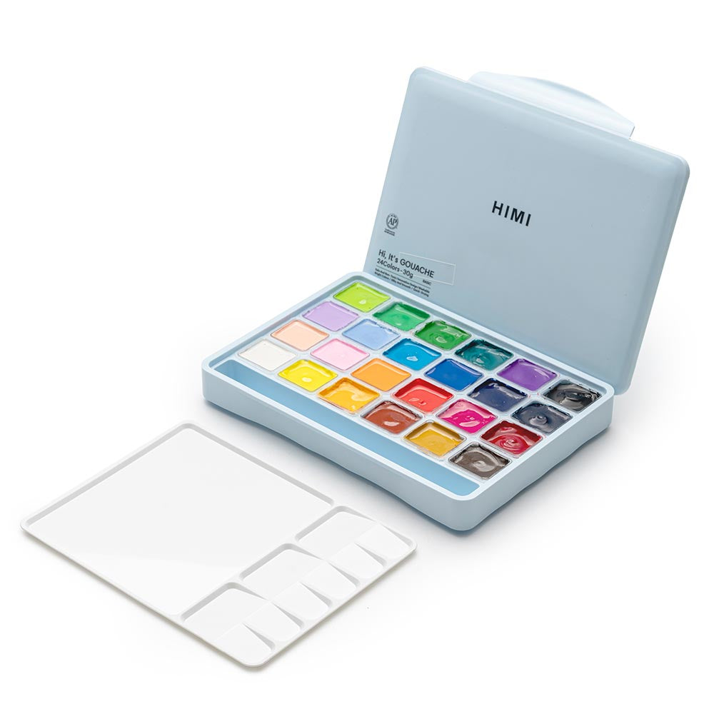HIMI Jelly Cup Gouache Set of 24 Colours Ice Blue Case