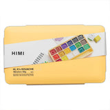 HIMI Jelly Cup Gouache Set of 18 Colours + 3 Brushes Yellow Case