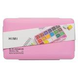 HIMI Jelly Cup Gouache Set of 18 Colours + 3 Brushes Pink Case