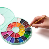 HIMI Semi-Moist Watercolour Set of 24 Pans + Brush Green Case