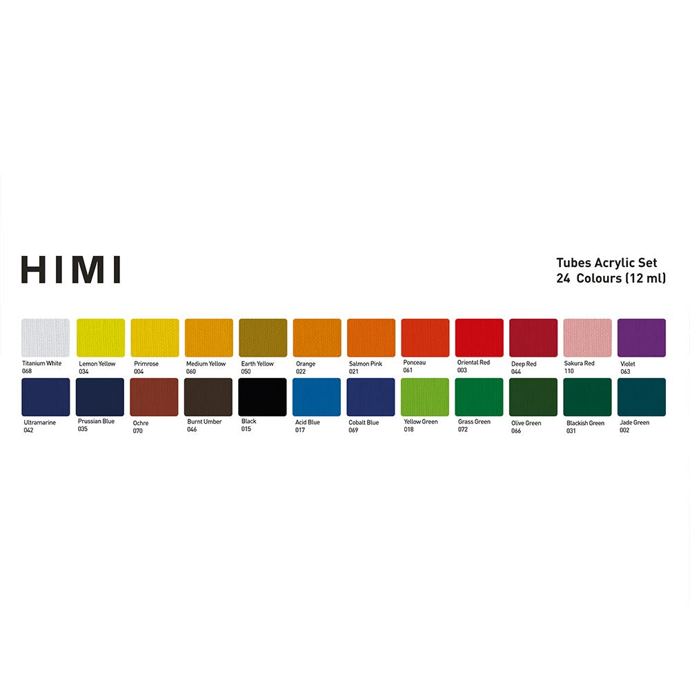 HIMI Tube Acrylic Set of 24 Colours 12ml