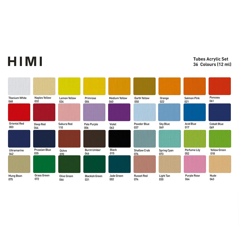 HIMI Tube Acrylic Set of 36 Colours 12ml
