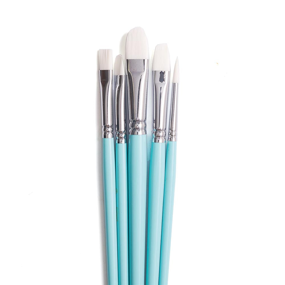 HIMI Set of 5 Brushes Filbert Flat and Round Blue