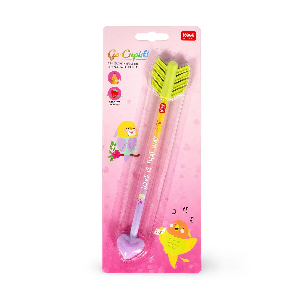 Legami Go Cupid! Pencil with Scented Erasers