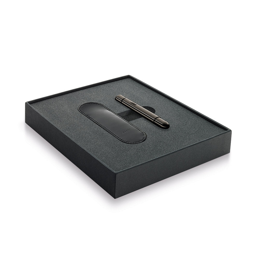 LAMY 281 pico Lx Ruthenium Ballpoint Pen and Leather Pouch set