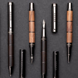 Tom Hessin Revolution Rollerball Pen Rustic Wood Barrel with Gunmetal Trim