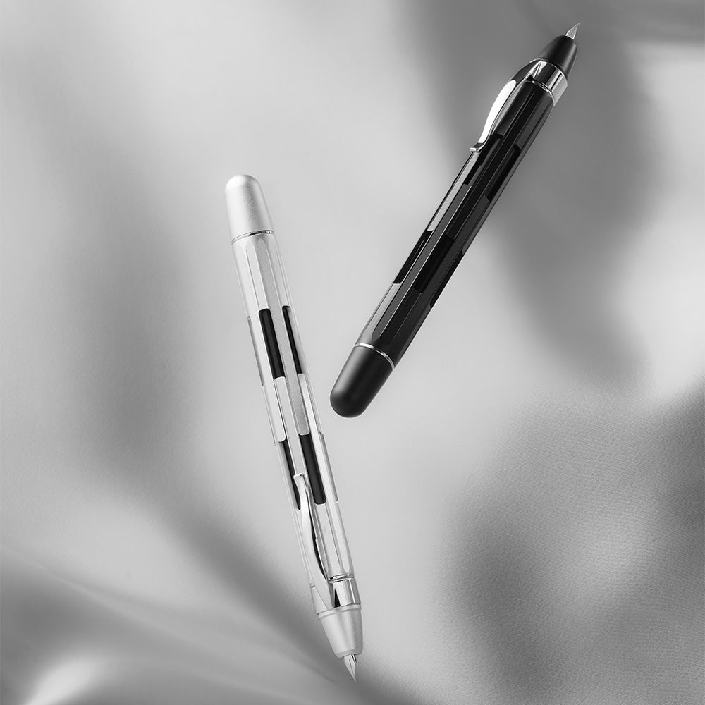 Nahvalur Eclipse Retractable Fountain Pen Black Silver