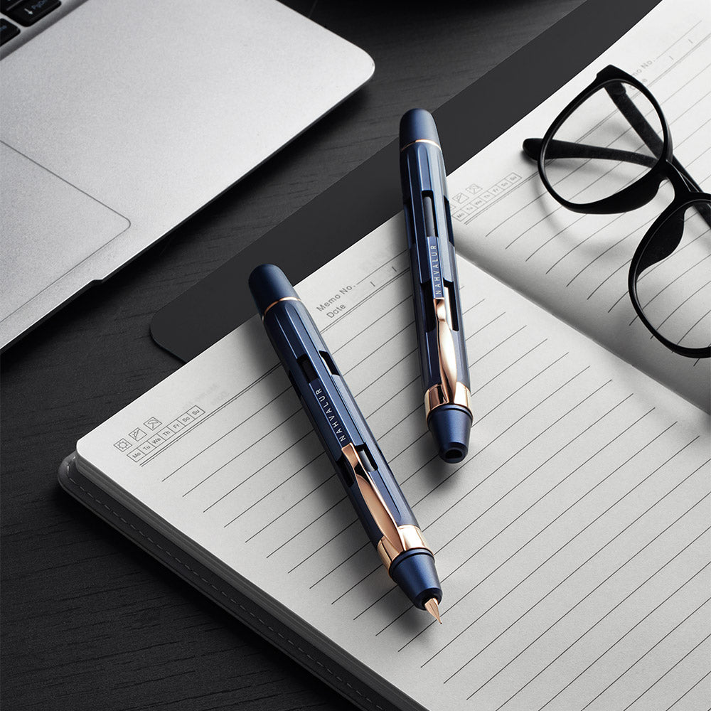 Nahvalur Eclipse Retractable Fountain Pen Cobalt Gold