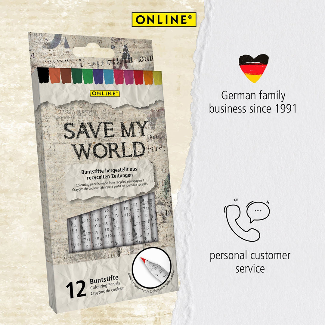 ONLINE Recycled Paper Colouring Pencil Set of 12