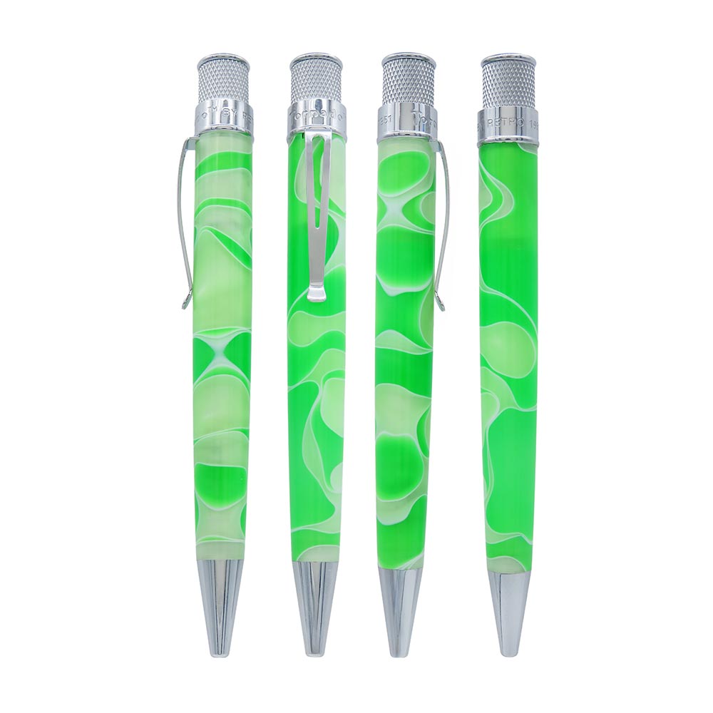 Retro 51 Tornado Rollerball Green and White Cosmic Swirl