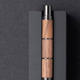 Tom Hessin Revolution Fountain Pen Rustic Wood Barrel with Gunmetal Trim