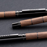 Tom Hessin Revolution Fountain Pen Rustic Wood Barrel with Gunmetal Trim