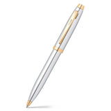 Sheaffer 100 G9340 Ballpoint Pen Bright Chrome With Gold Tone Trim With Gold Plated Table Clock