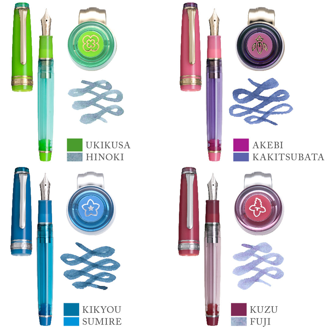 Sailor Professional Gear Slim Manyo II Fountain Pen Wisteria with 14K Nib & 50ml Manyo Fuji Ink