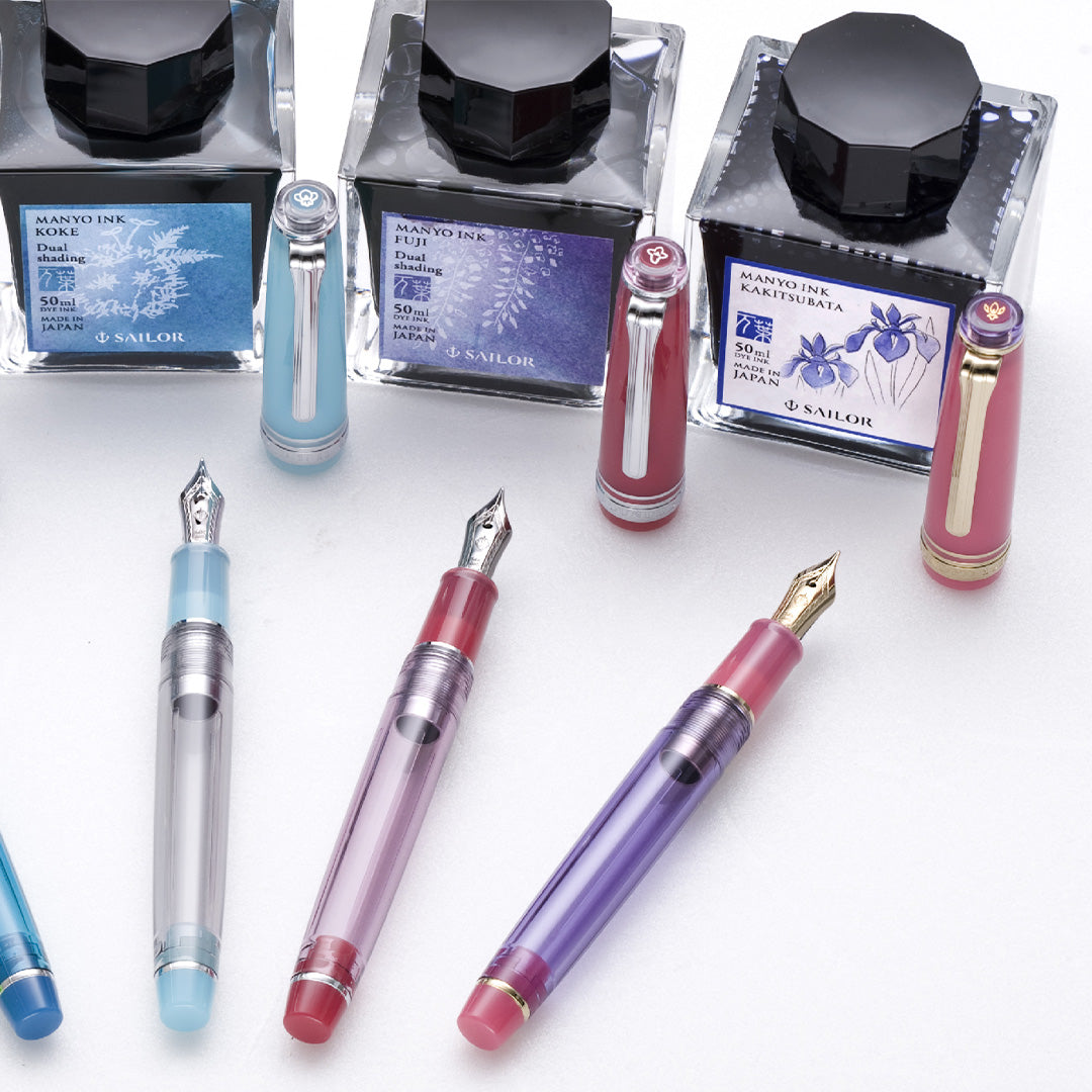 Sailor Professional Gear Slim Manyo II Fountain Pen Moss with 14K Nib & 50ml Manyo Koke Ink