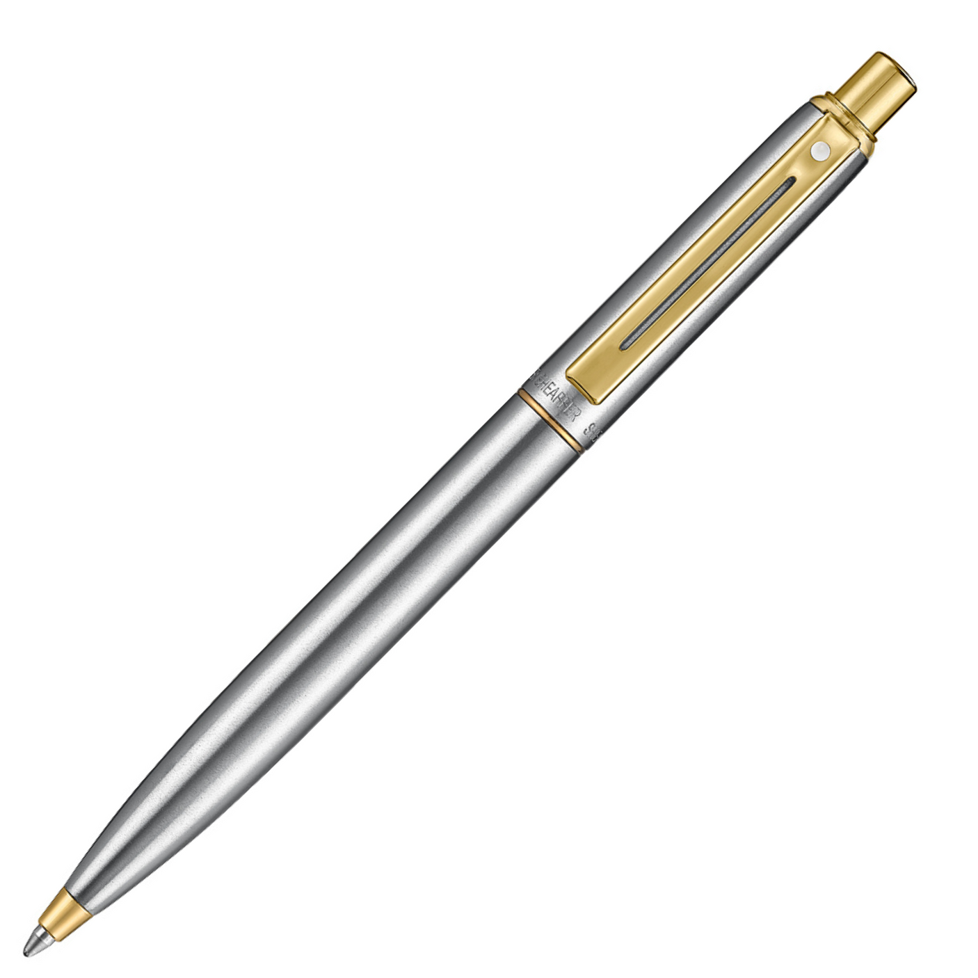 Sheaffer Sentinel 333 Ballpoint Pen Brushed Chrome with Chrome Cap and PVD Gold Trim