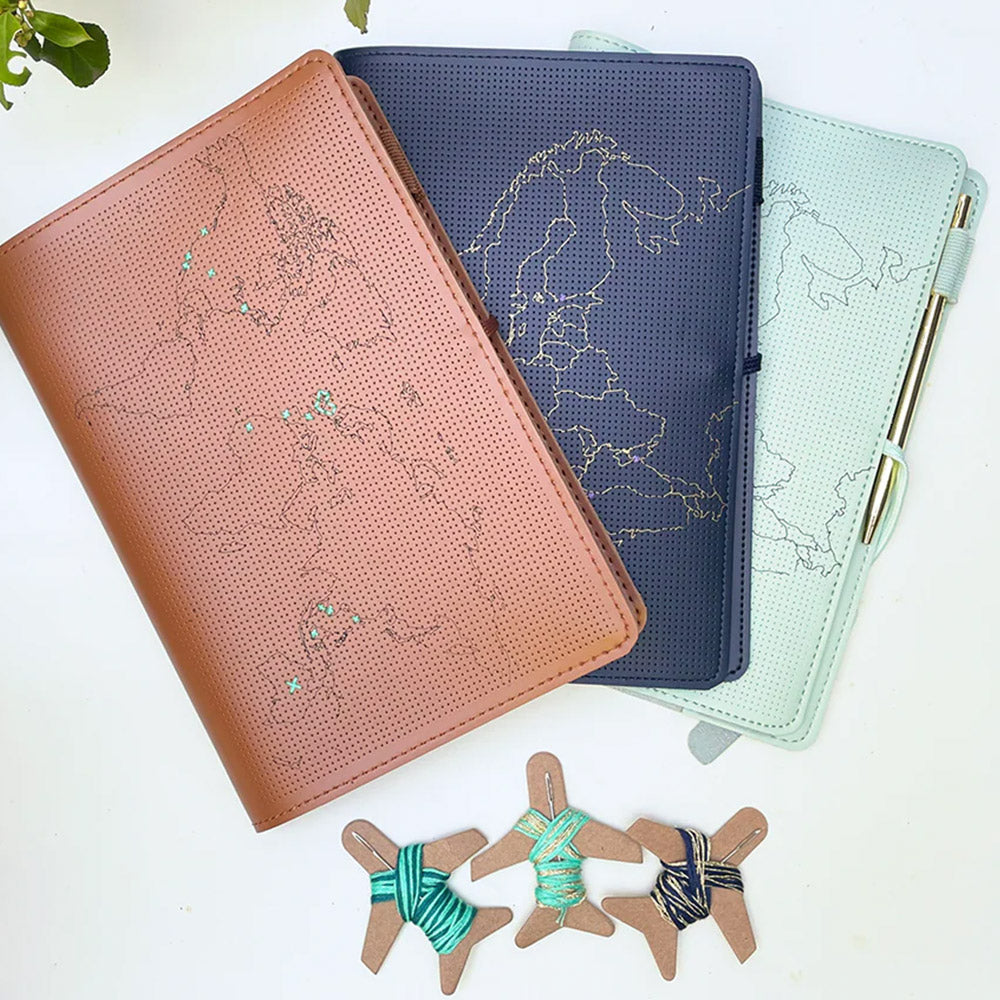Chasing Threads Stitch World Travel Notebook Brown
